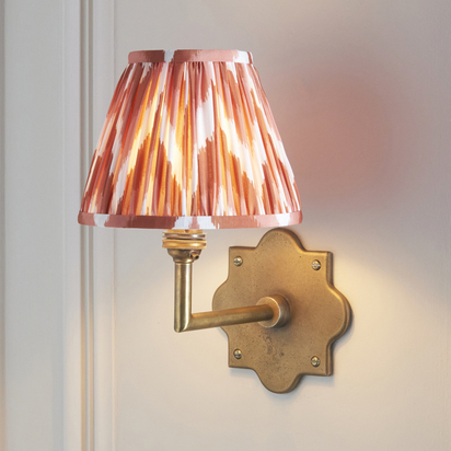 Barnstaple Wall Wall light Antique brass & apricot orange fabric