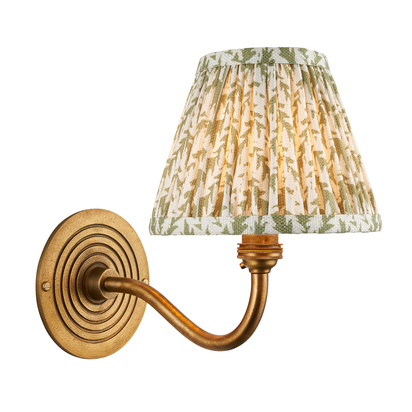 Wetherby Wall Wall light Antique brass & herb garden green fabric