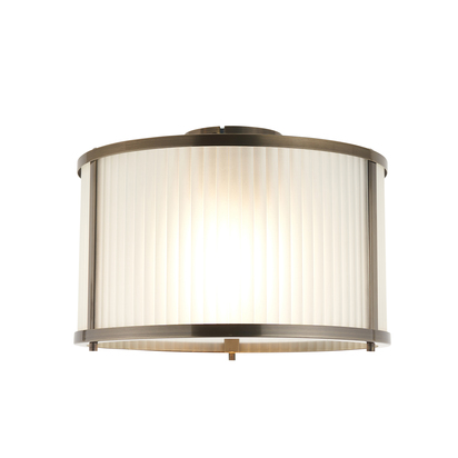Brockcroft Flush Flush light Antique brass plate & frosted ribbed glass