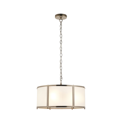 Brockcroft 3lt Pendant Pendant light Antique brass plate & frosted ribbed glass