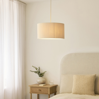 Tewkesbury Pendant Pendant light Cream cotton & brushed brass plate