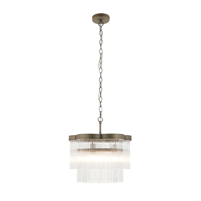 Skipton 3lt Pendant Pendant light Antique brass & clear glass