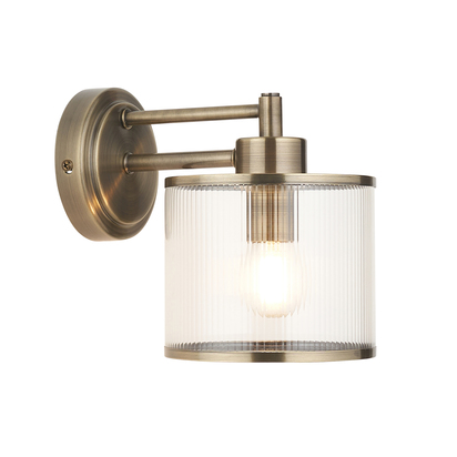 Brockcroft Wall Wall light Antique brass plate & clear ribbed glass