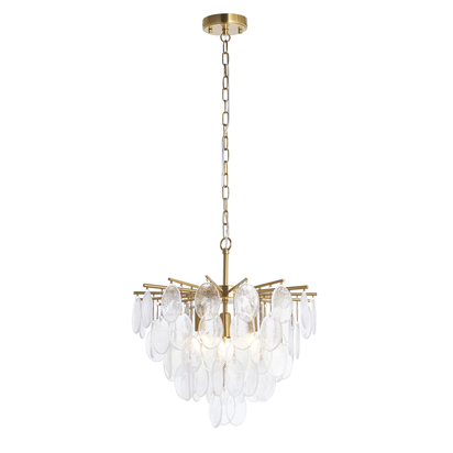 Shrewsbury 3lt Pendant Pendant light Brushed aged brass plate & clear bubble glass