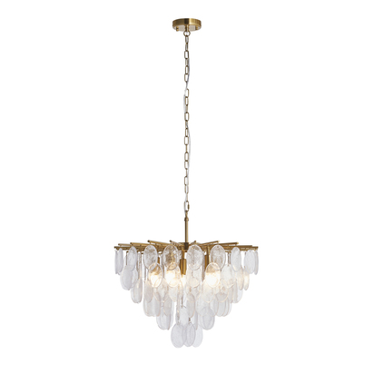 Shrewsbury 5lt Pendant Pendant light Brushed aged brass plate & clear bubble glass