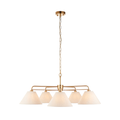 Camberley 5lt Pendant Pendant light Brushed aged brass plate & natural linen