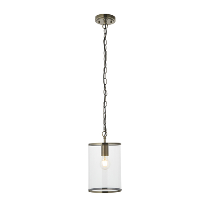 Oundle Pendant Pendant light Antique brass plate & clear glass