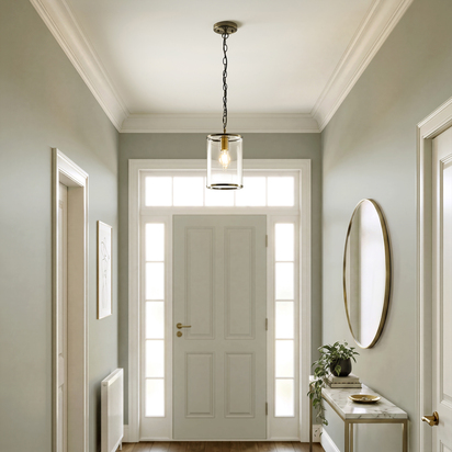 Oundle Pendant Pendant light Antique brass plate & clear glass