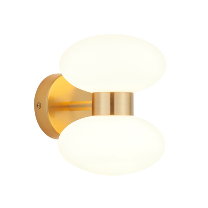 Wimborne 2lt Wall Wall light Warm brass plate & opal glass