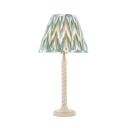 Broadstairs Table Table light Satin almond white paint & cotswold green fabric