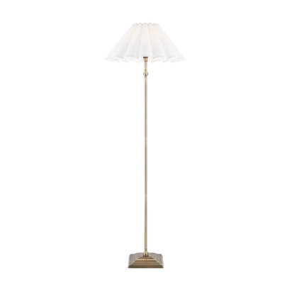 Worthing Floor Floor light Antique brass plate & vintage white cotton