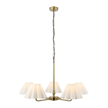 Worthing 5lt Pendant Pendant light Antique brass plate & vintage white cotton
