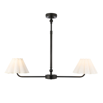 Worthing 2lt Linear Pendant Pendant light Matt black & vintage white cotton