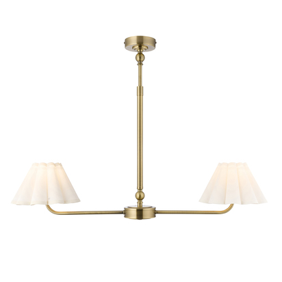 Worthing 2lt Linear Pendant Pendant light Antique brass plate & vintage white cotton