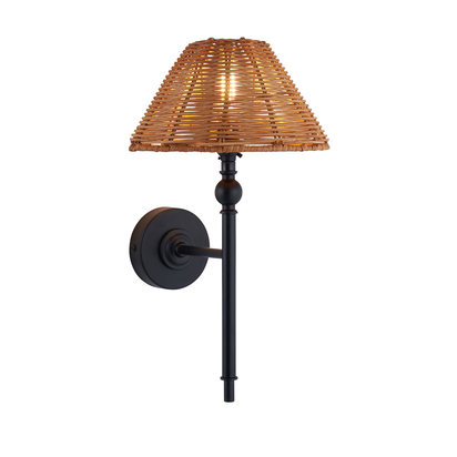 Reigate Wall Wall light Matt black & dark rattan