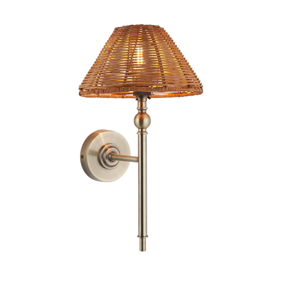 Reigate Wall Wall light Antique brass plate & dark rattan