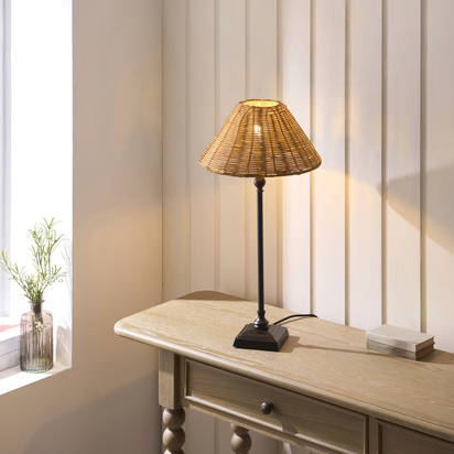 Reigate Table Table light Matt black & dark rattan
