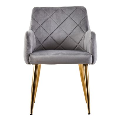 Coriamore Mink Velvet Quilted Dining Chair with Gold Finish Legs