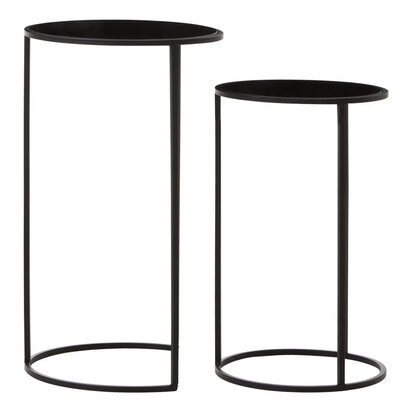 Beavale Set Of Two Round Black Plant Stands