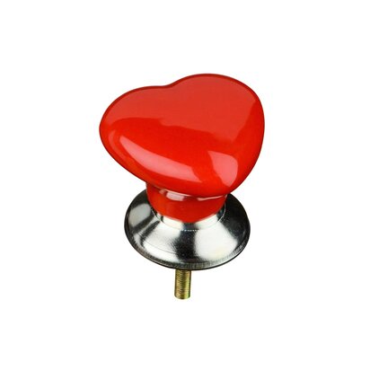 Set of 4 Heart Shape Red Ceramic Drawer Knobs