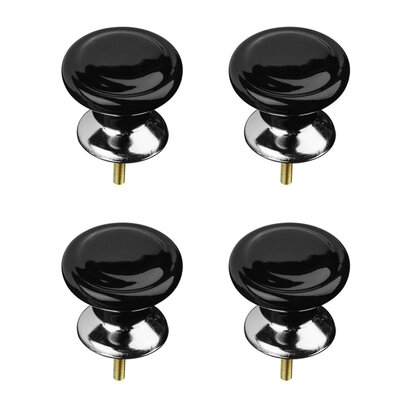 Set of 4 Classic Design Black Ceramic Drawer Knobs