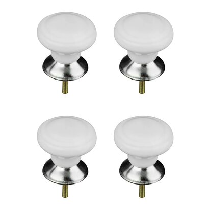 Set of 4 Classic Design White Ceramic Drawer Knobs