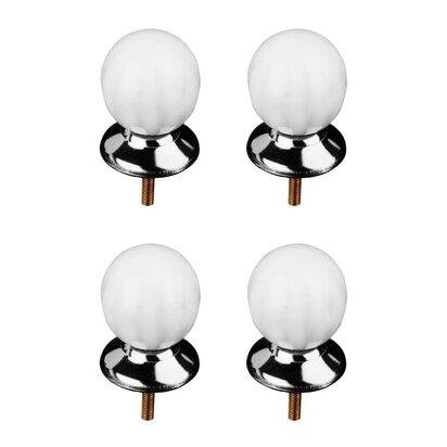 Set of 4 Retro Style White Ceramic Drawer Knobs