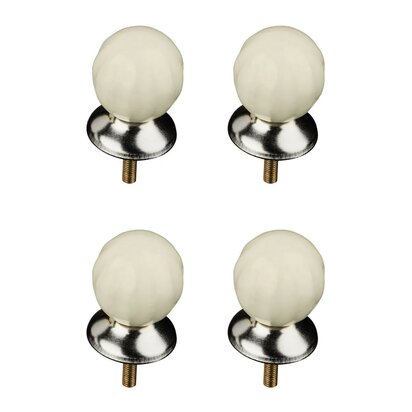 Set of 4 Retro Style Ivory Ceramic Drawer Knobs