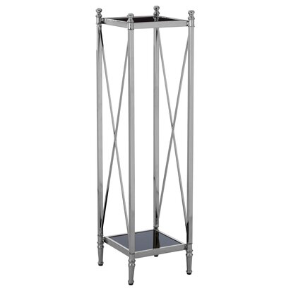 Verorden Black Mirrored Glass and Nickel Finish Plant Stand
