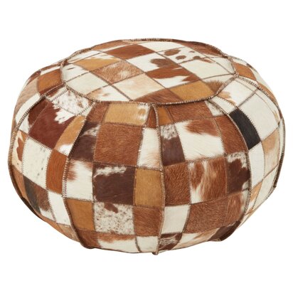 Priagate Leather Patchwork Pouffe