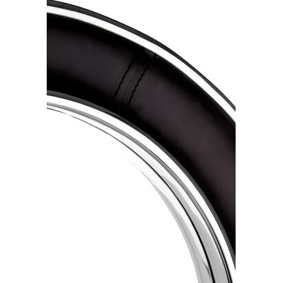 Prionell Black Genuine Leather Wide Rim Wall Mirror