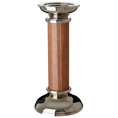 Prionell Genuine Tan Leather Large Candle Holder