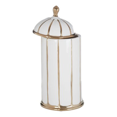 Prieyford Large White and Gold Ceramic Jar