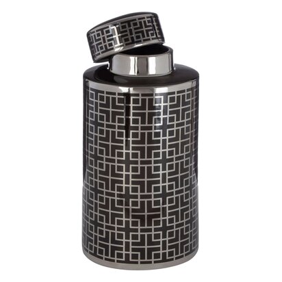 Veroana Black and Silver Finish Small Ceramic Jar