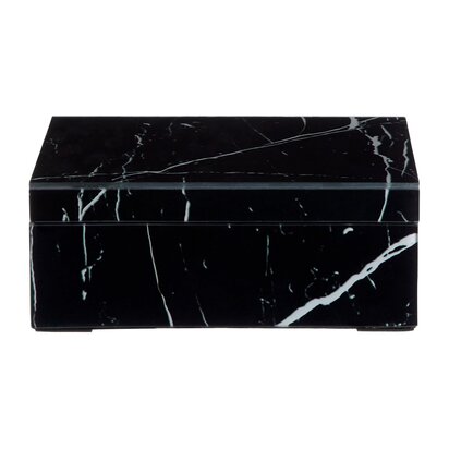 Ariaria Small Black Marble Design Glass Trinket Box