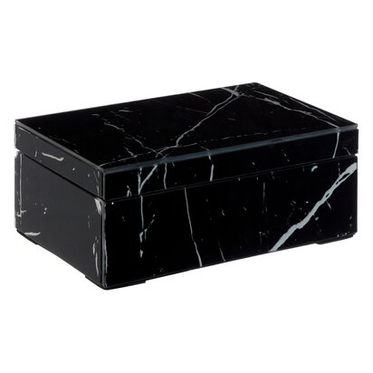 Ariaria Small Black Marble Design Glass Trinket Box