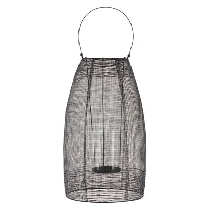 Glenoana Black Woven Wire Large Lantern with Glass Insert
