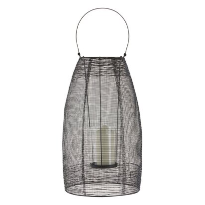 Glenoana Black Woven Wire Large Lantern with Glass Insert