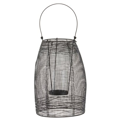 Glenoana Black Woven Wire Small Lantern with Glass Insert