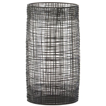 Glenoana Large Black Woven Wire Candle Holder with Glass Insert