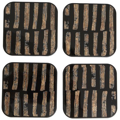 Aliavia Set Of Four Square Black and Gold Coasters