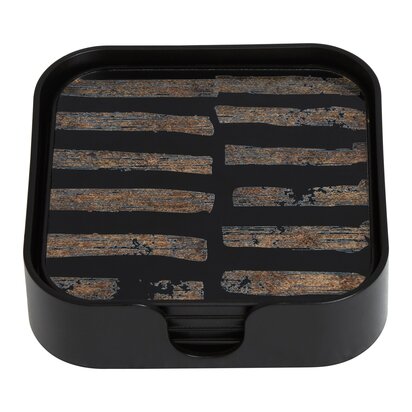 Aliavia Set Of Four Square Black and Gold Coasters
