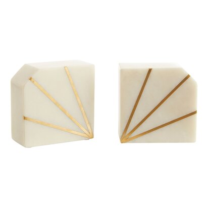 Corarwell White Marble and Gold Bookends