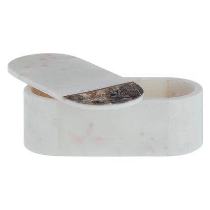 Talisley White Marble and Paua Shell Trinket Box