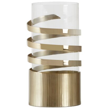 Peninstead Large Vertical Textured Gold Metal Hurricane Candle Holder