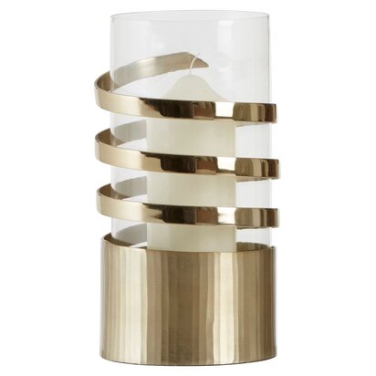 Peninstead Large Vertical Textured Gold Metal Hurricane Candle Holder