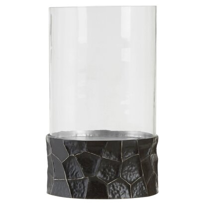 Delewick Black and Gold Large Hurricane Candle Holder