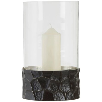 Delewick Black and Gold Large Hurricane Candle Holder