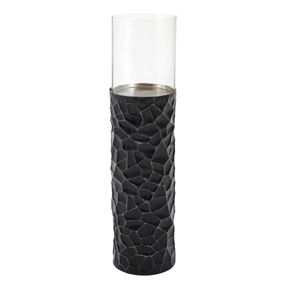 Delewick Black and Gold Large Floor Standing Hurricane Candle Holder