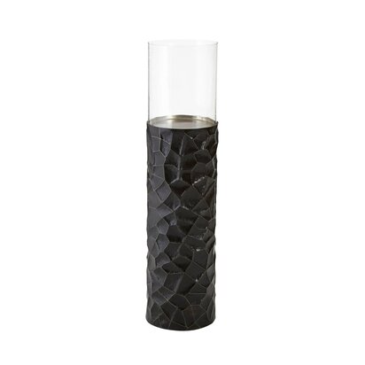 Delewick Black and Gold Small Floor Standing Hurricane Candle Holder